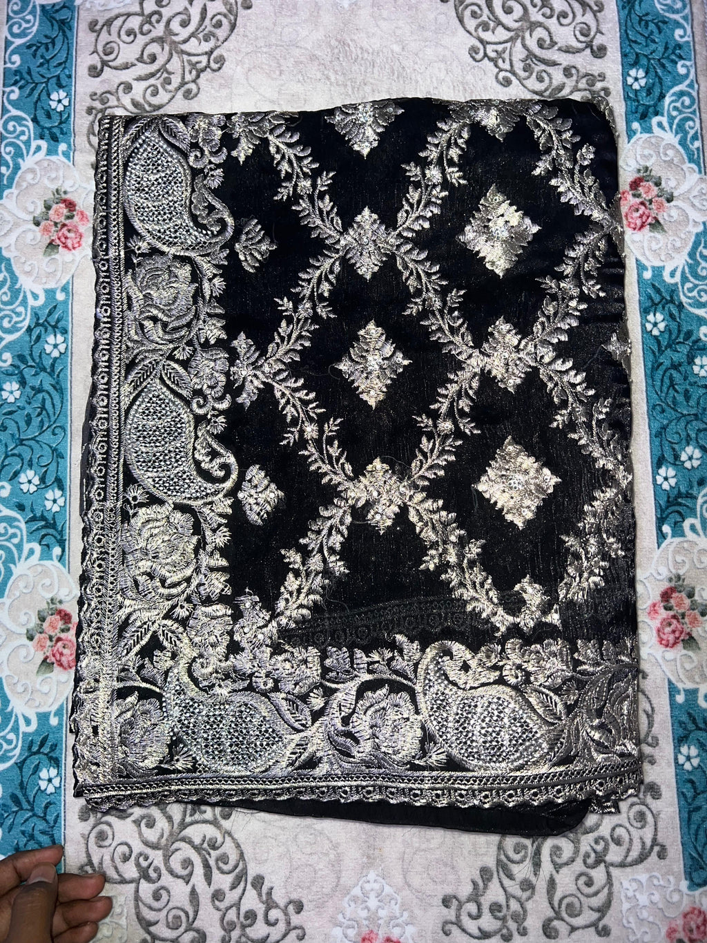 Gorgeous BLACK saree with stone work ( Indian Jimmy Choo fabric)