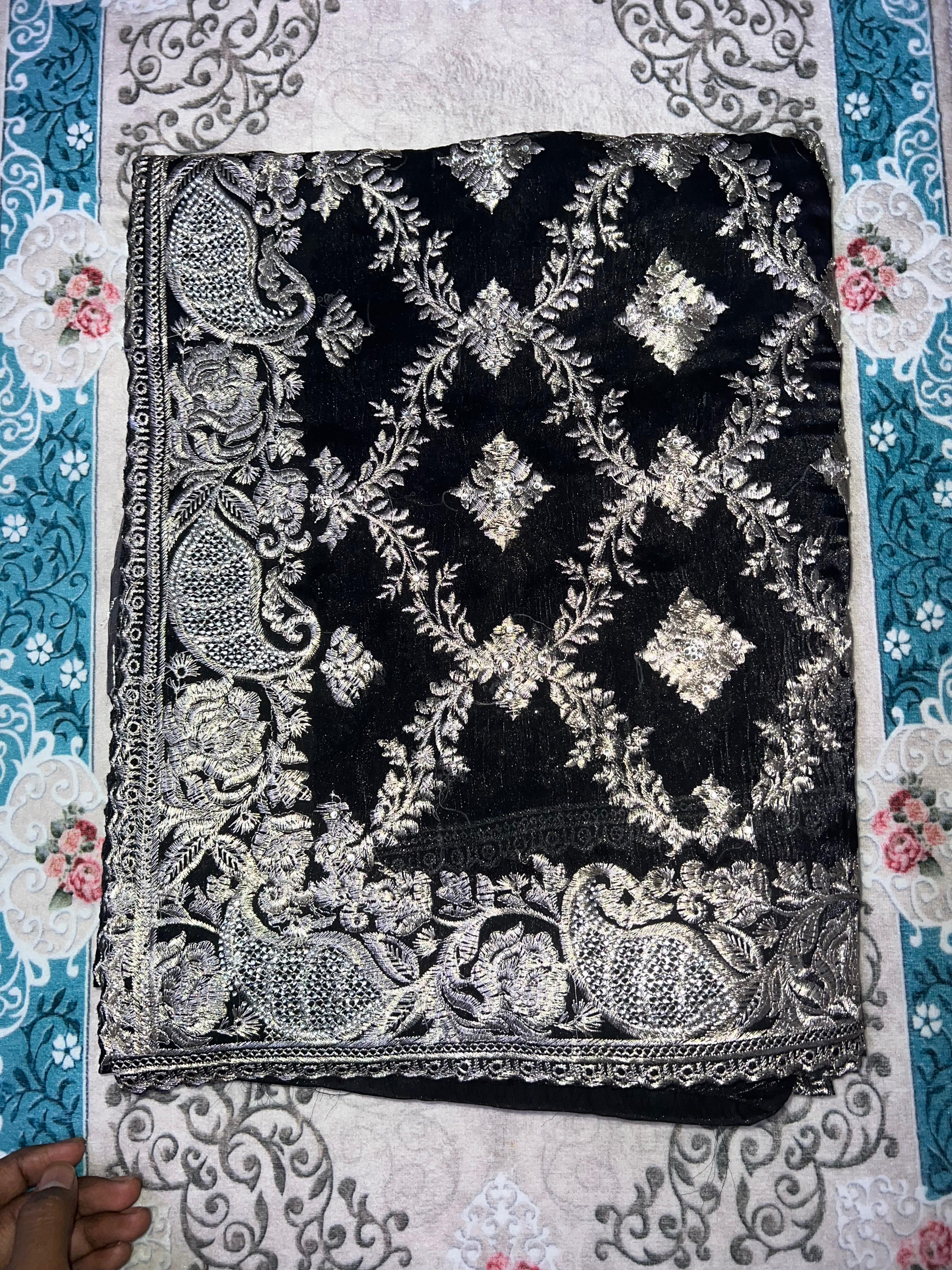 Gorgeous BLACK saree with stone work ( Indian Jimmy Choo fabric)