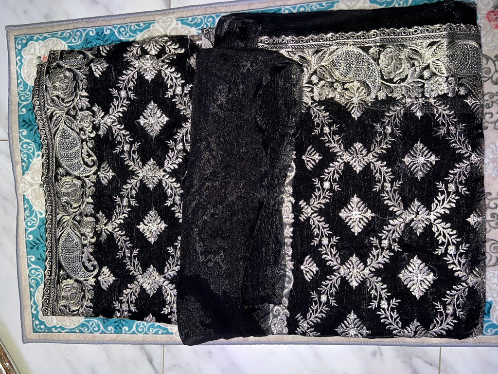 Gorgeous BLACK saree with stone work ( Indian Jimmy Choo fabric)