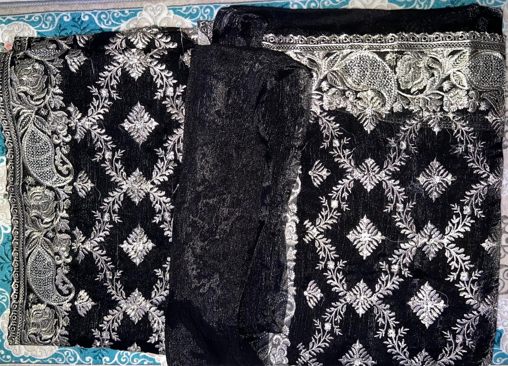 Gorgeous BLACK saree with stone work ( Indian Jimmy Choo fabric)