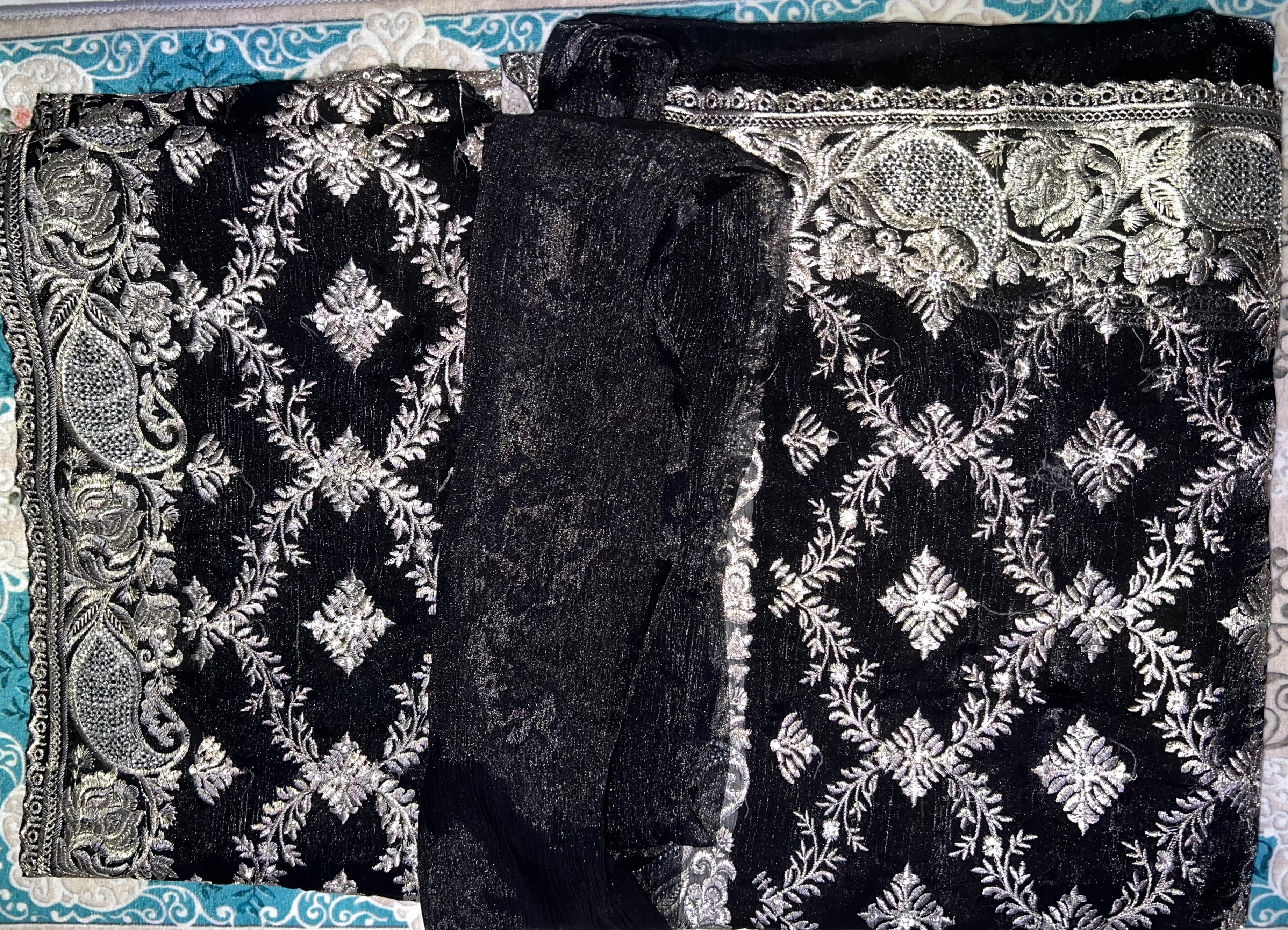 Gorgeous BLACK saree with stone work ( Indian Jimmy Choo fabric)