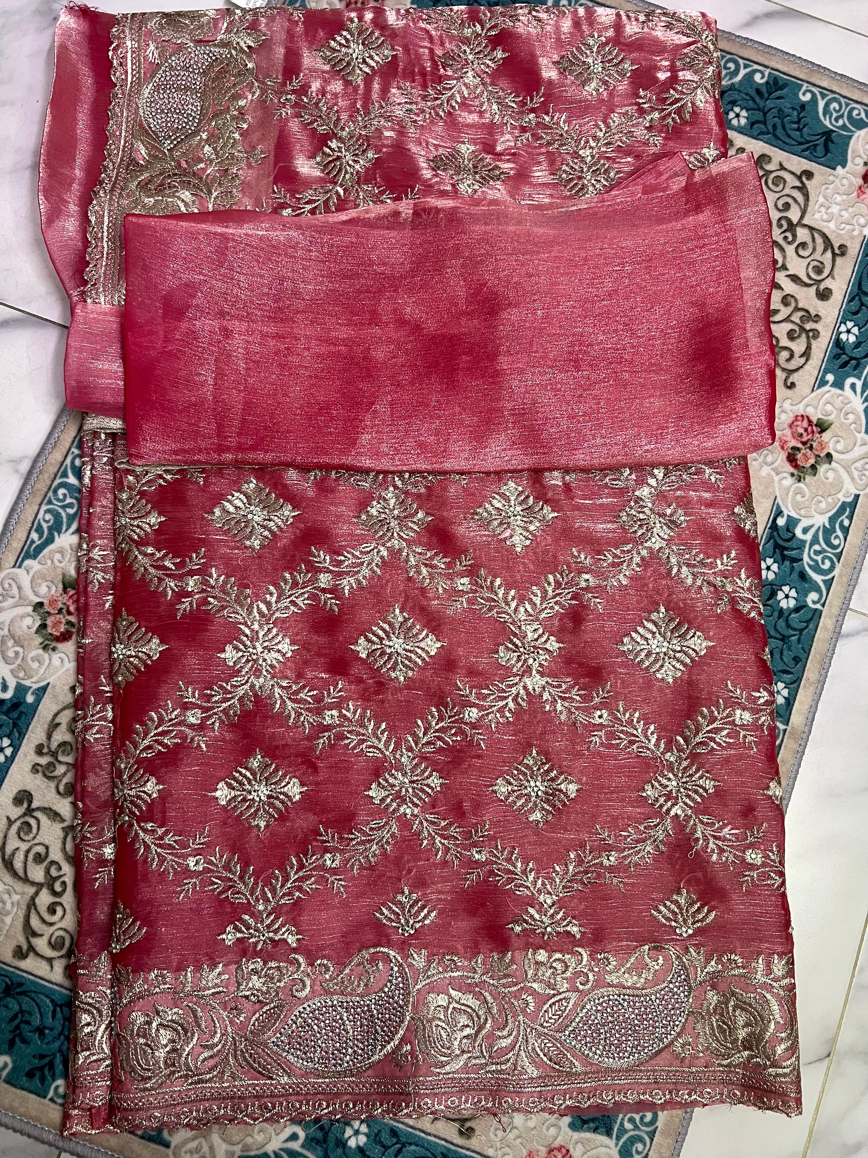 Gorgeous Pink Saree with stone work  (INDIAN JIMMY CHOO)