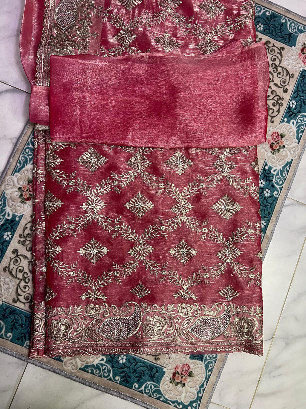 Gorgeous Pink Saree with stone work  (INDIAN JIMMY CHOO)