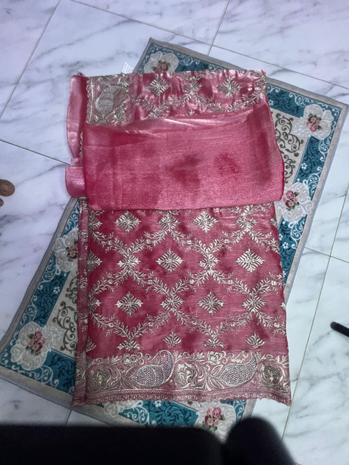 Gorgeous Pink Saree with stone work  (INDIAN JIMMY CHOO)